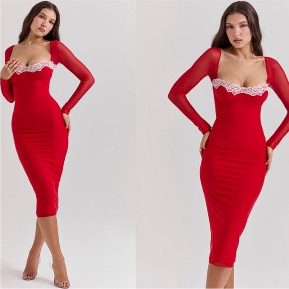 HOUSE OF‎ CB 'Seraphina' Scarlet Corset Dress NWOT size XL - Picture 1 of 12
